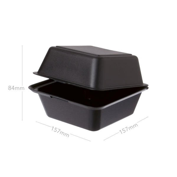 Mehrweg-Burger-Box, schwarz, 157x157x84mm, PP, 50 Stk.