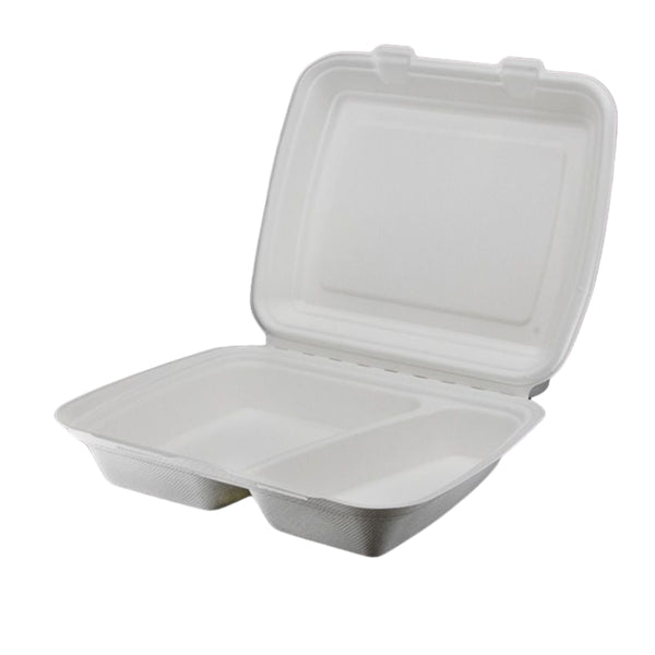 Bagasse-Menübox 2-geteilt, 208x244x70mm, 200 Stk.