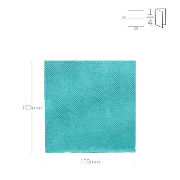 Cocktail-Servietten 2-lg, 20x20cm, 1/4 F., türkisblau, 2400 Stk.