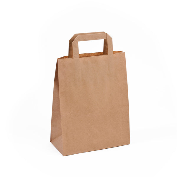 Papiertragetaschen 22x12x28cm, braun, Flachhenkel, 250 Stk.