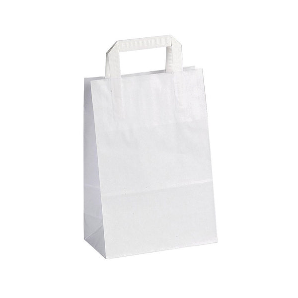 Papiertragetaschen 22x12x28cm, weiß, Flachhenkel, 250 Stk.