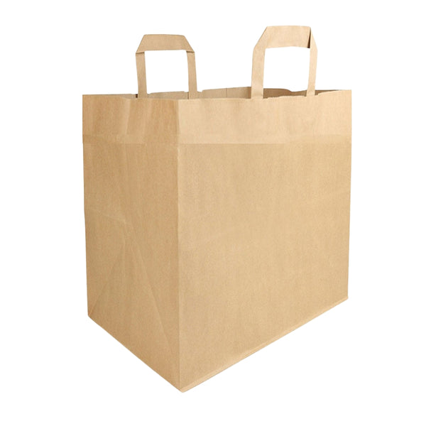 Papiertragetaschen 32x21x33cm, braun, Flachhenkel, 250 Stk.