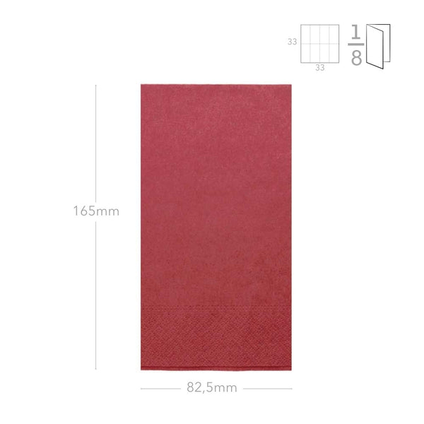 Servietten bordeaux, 3-lg, 33x33cm, 1/8 F., 1600 Stk.