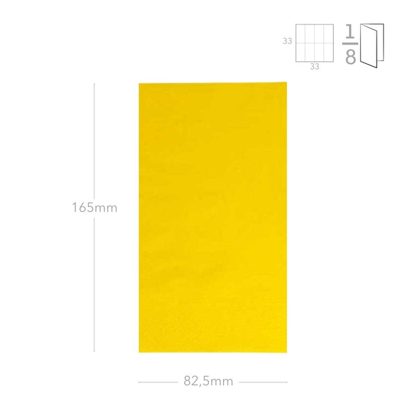Servietten gelb, 3-lg, 33x33cm, 1/8 F., 1000 Stk.