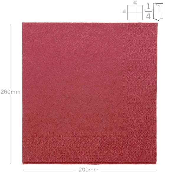 Servietten bordeaux, 3-lg, 40x40cm, 1/4 F., 1600 Stk.