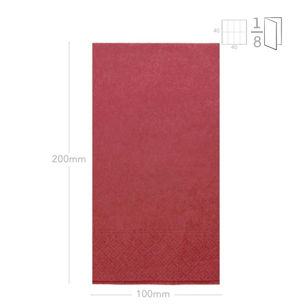 Servietten bordeaux, 3-lg, 40x40cm, 1/8 F., 1600 Stk.