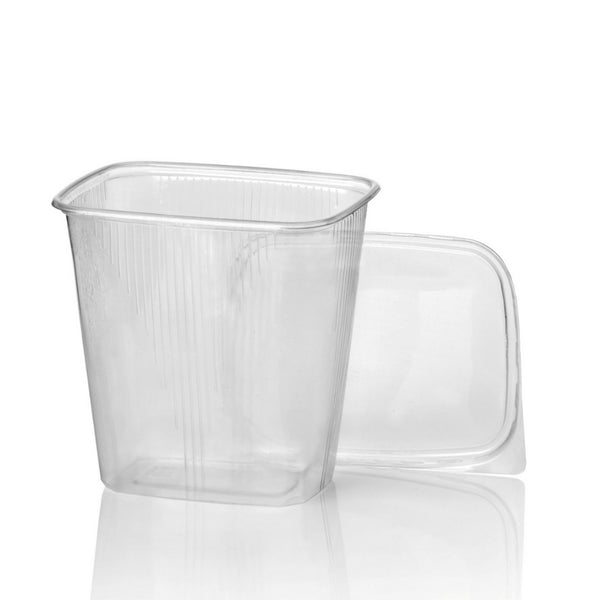 PP-Feinkostbecher 500ml Eckig, inkl. Deckel, 250 Sets