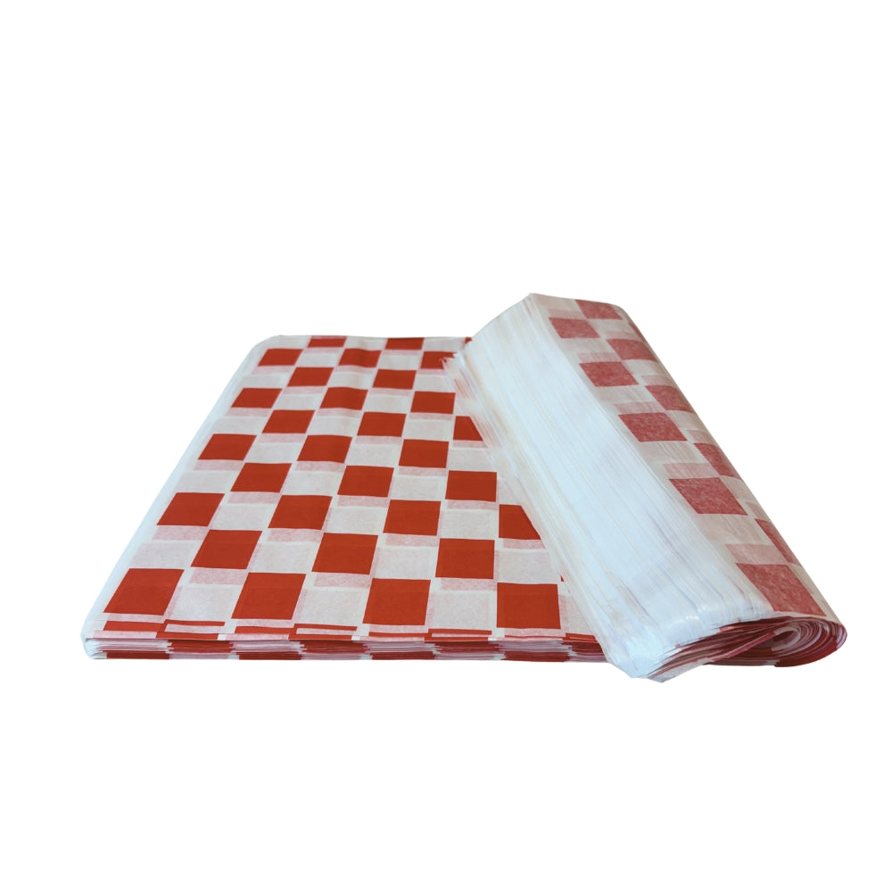 Burgerpapier, fettabweisend, 30x40cm, rot/weiß-kariert, 1000 Stk.