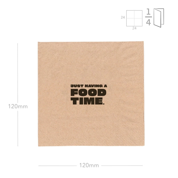 Servietten 2-lg, 24x24cm, 1/4 F., natur-braun, Food-Motiv, 4000 Stk.
