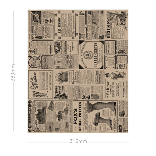 Burgerpapier, fettabweisend, 31x38cm, braun, Newspaper, 1000 Stk.