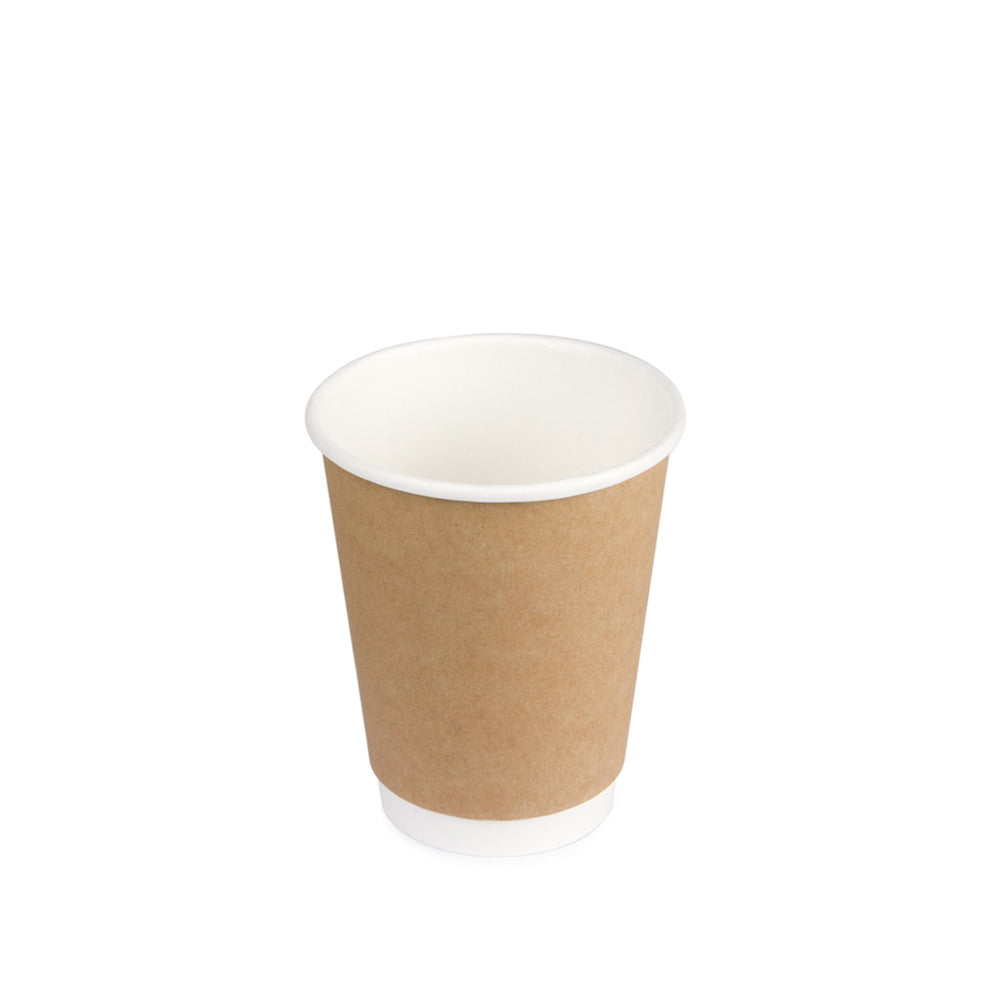 Doppelwand-Pappbecher 8oz, 200ml, kraft-braun, Ø90 x 85mm, 500 Stk.