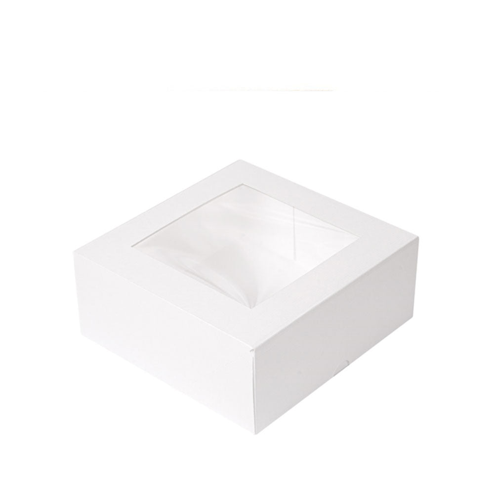 Kuchen Box, 180x180x75mm, Karton, weiß, mit Sichtfenster, THE PACK®, 200 Stk.