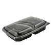 MW-Schale 2-get. 1100ml, schwarz, PP, inkl. Deckel, 250x185x40mm, 200 Sets