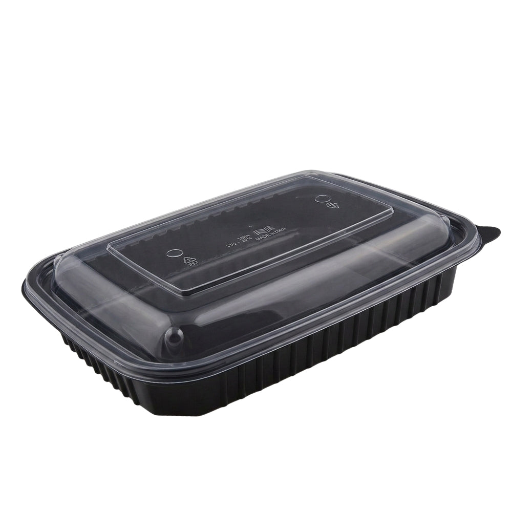MW-Schale unget. 1200ml, schwarz, PP, inkl. Deckel, 250x185x40mm, 200 Sets