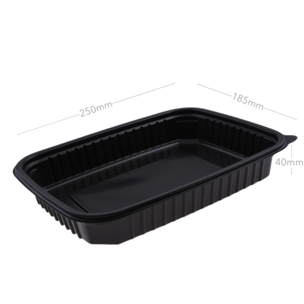 MW-Schale unget. 1200ml, schwarz, PP, inkl. Deckel, 250x185x40mm, 200 Sets