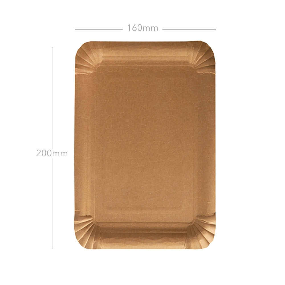 250x Pappteller 16x20cm, braun, eckig – Packoa