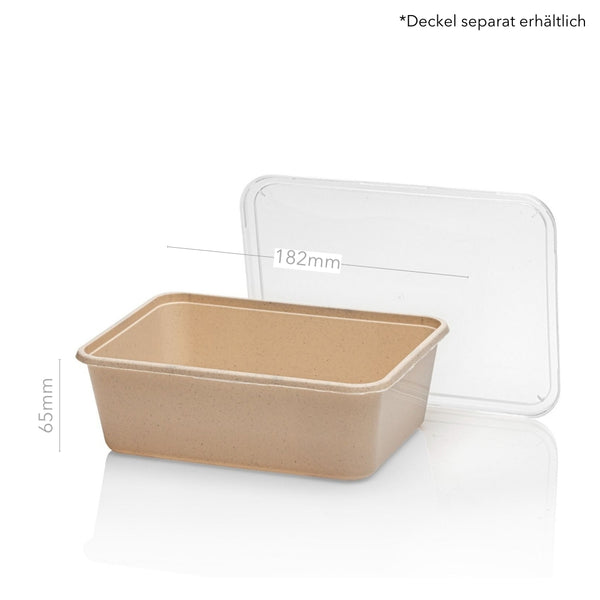 PP Rechteckschale 1000ml, 183x135x65mm, beige, 500 Stk.