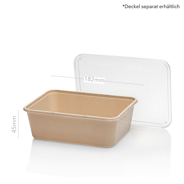 PP Rechteckschale 750ml, 183x135x45mm, beige, 500 Stk.