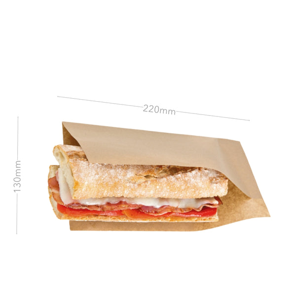 Sandwich-Beutel, 2-seitig offen, 22x13cm, braun, 500 Stk.