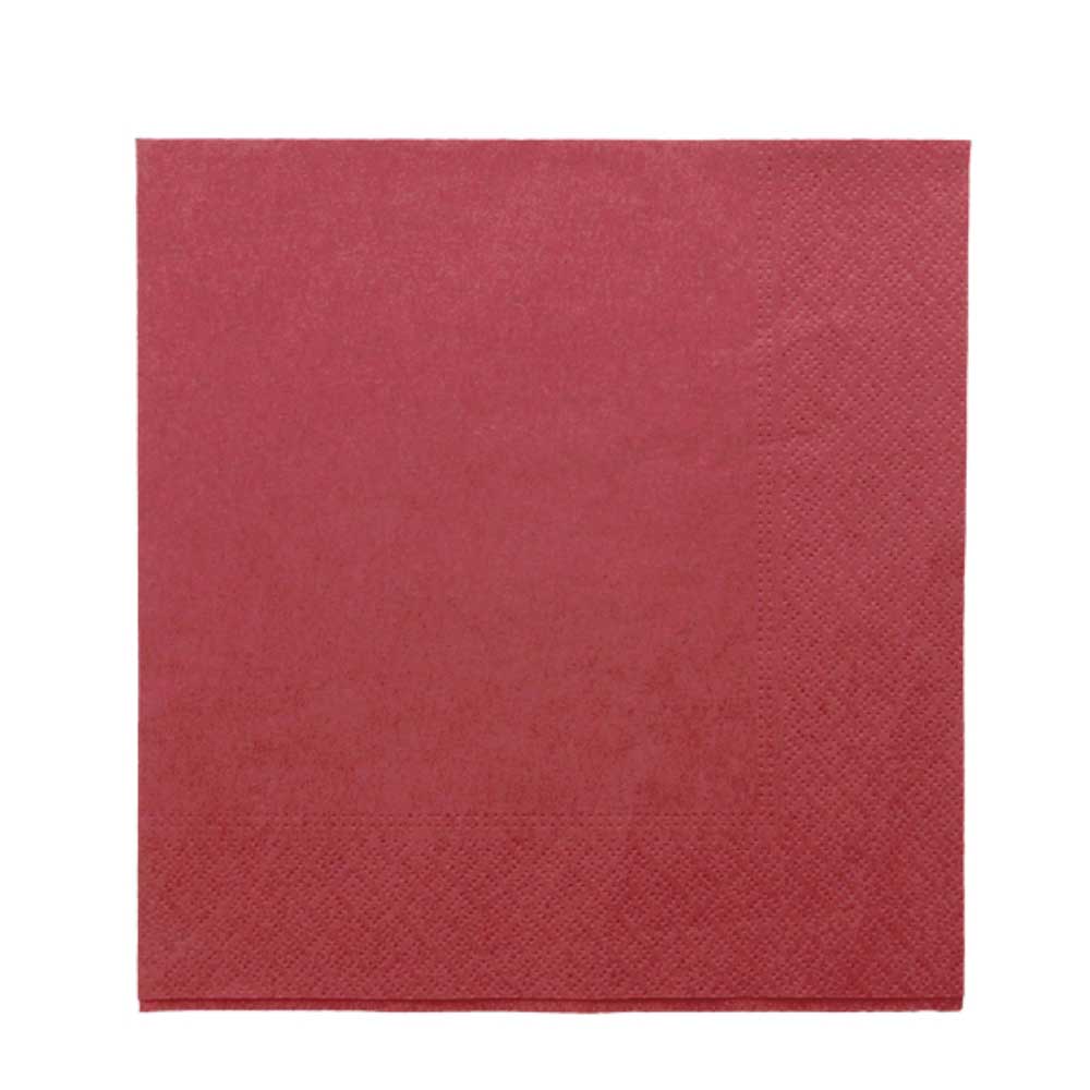 Servietten bordeaux, 3-lg, 40x40cm, 1/4 F., 1600 Stk.