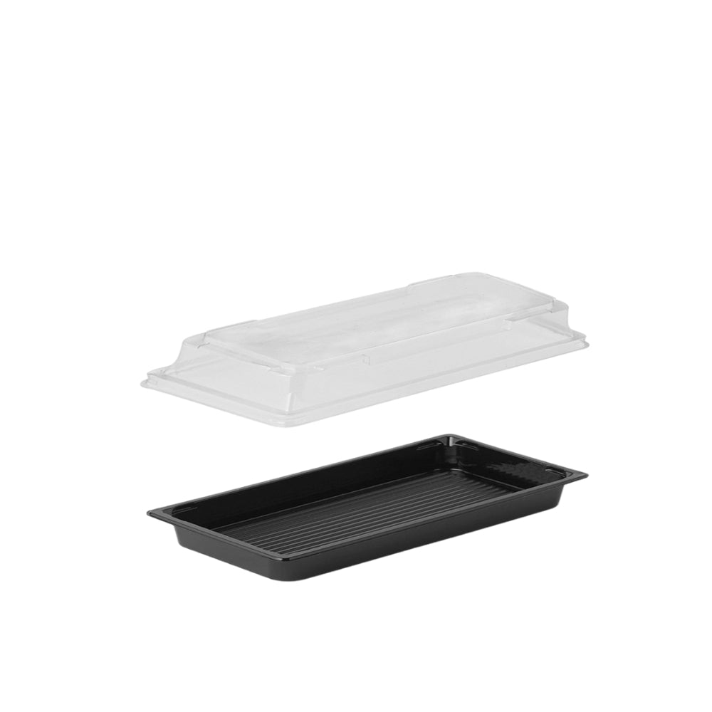 rPET Sushi-Box LONG, 220x90x47mm, Kombi inkl. Deckel, 300 Sets