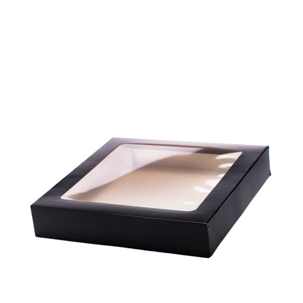 Sushi Platte, Karton, 325x325x53mm, schwarz, mit Fenster, 100 Stk.