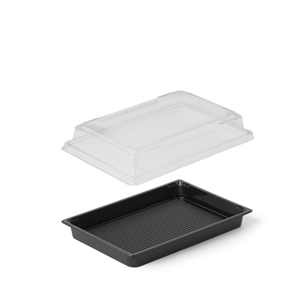 rPET Sushi-Box L, 185x127x50mm, Kombi inkl. Deckel, 400 Sets