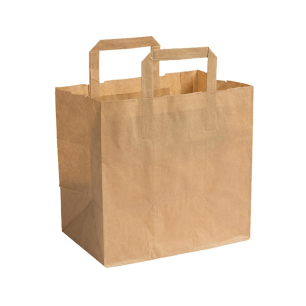 Papiertragetaschen 26x17x25cm, braun, Flachhenkel, 250 Stk.