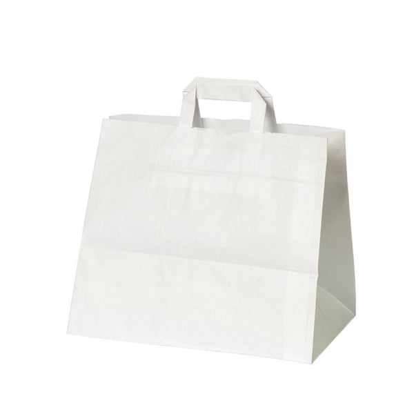 Papiertragetaschen 26x17x25cm, weiß, Flachhenkel, 250 Stk.