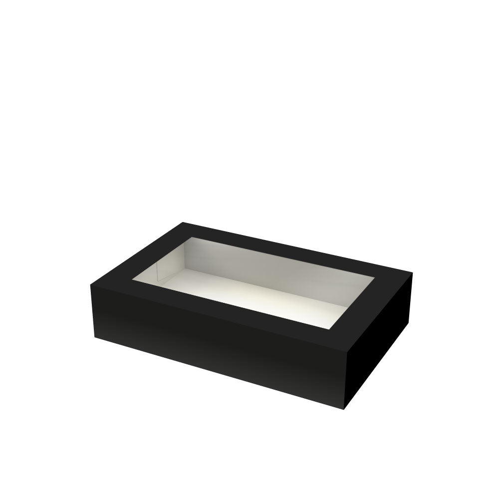 Sushi Box M, Papier, 170x120x50mm, schwarz, mit Fenster, 480 Stk.