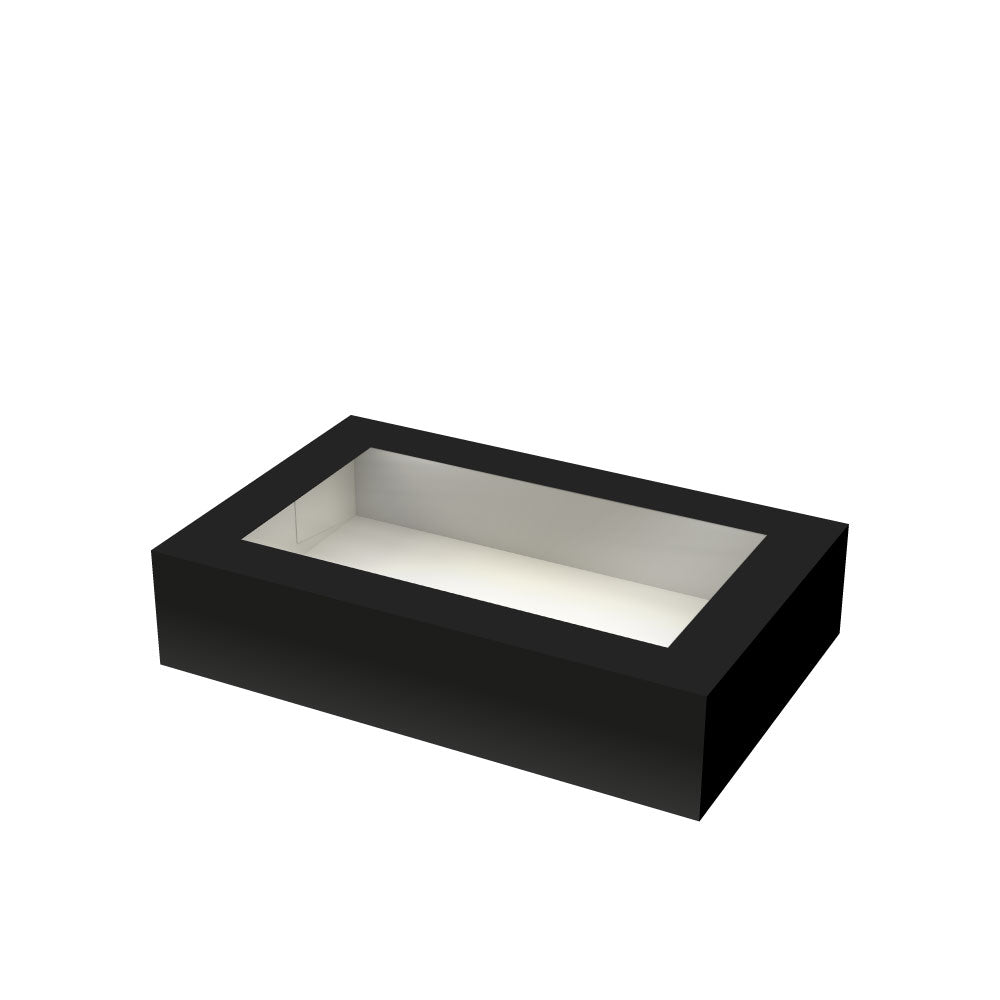 Sushi Box L, Papier, 190x130x50mm, schwarz, mit Fenster, 210 Stk.