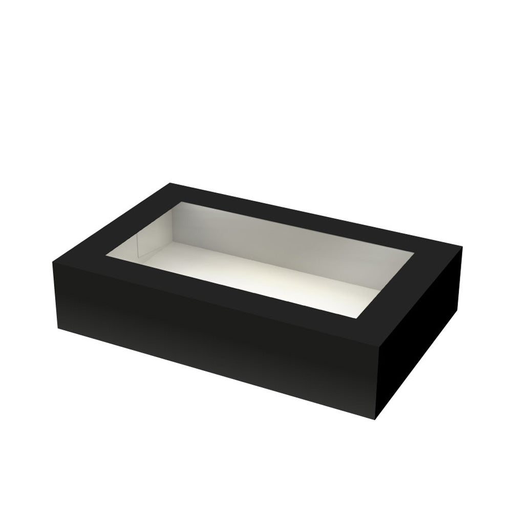 Sushi Box XL-2, Papier, 240x150x50mm, schwarz, mit Fenster, 150 Stk.