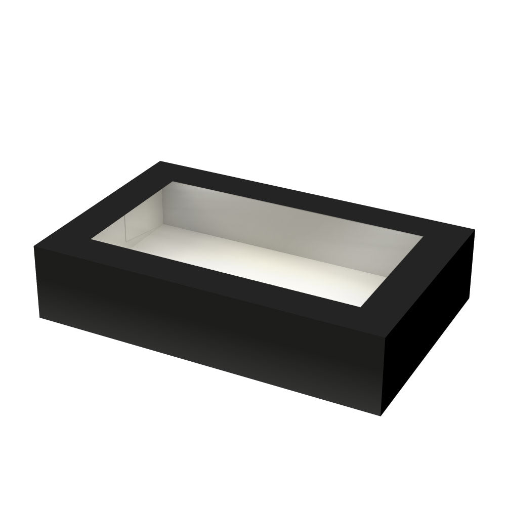 Sushi Box XXL, Papier, 260x190x50mm, schwarz, mit Fenster, 225 Stk.