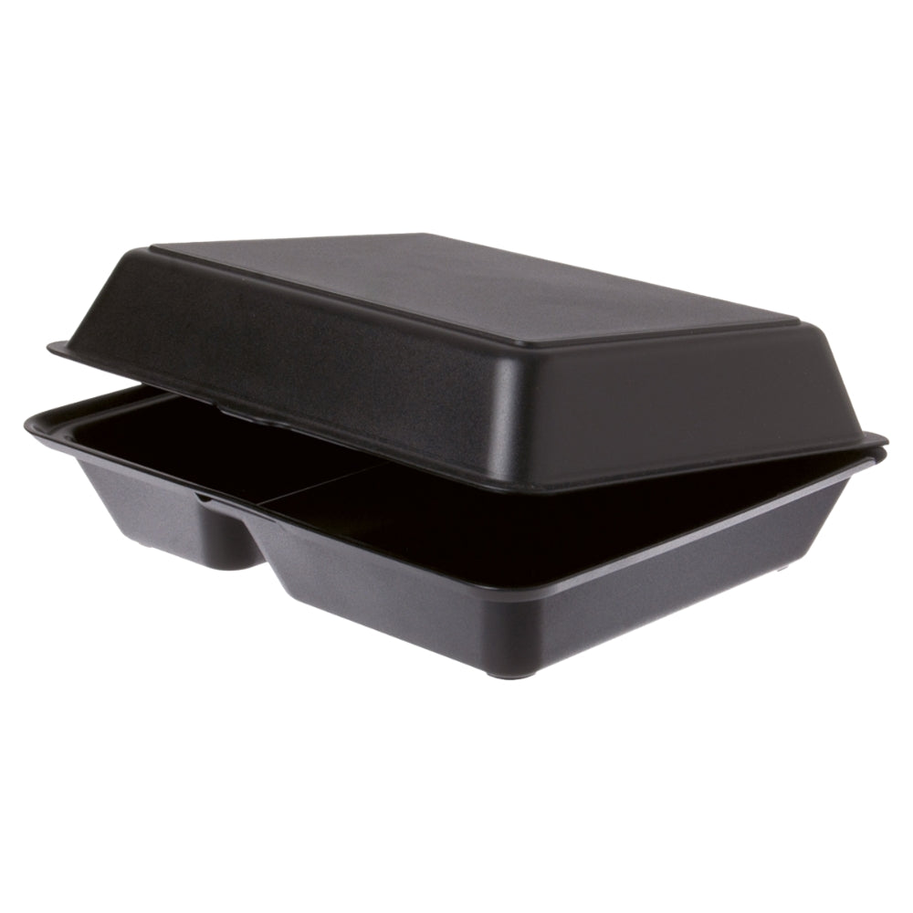 Mehrweg-Lunchbox 2-geteilt, schwarz, 246x157x61mm, PP, 50 Stk.