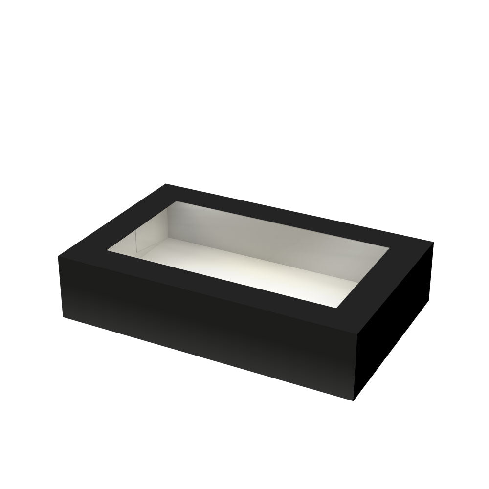 Sushi Box XL, Papier, 220x140x50mm, schwarz, mit Fenster, 225 Stk.